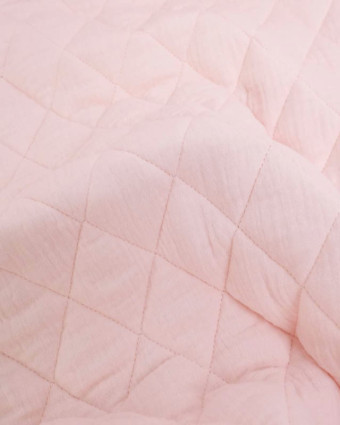 Tissu Double Gaze Matelassé Uni Rose Tendre Gaby  - Mercerine