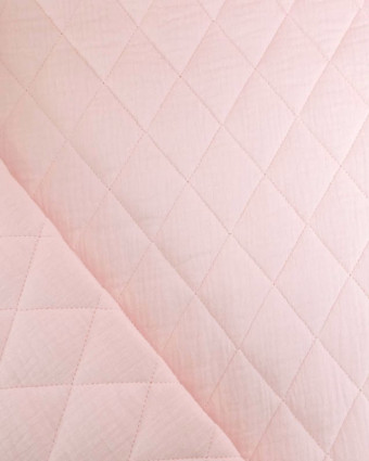 Tissu Double Gaze Matelassé Uni Rose Tendre - Mercerine