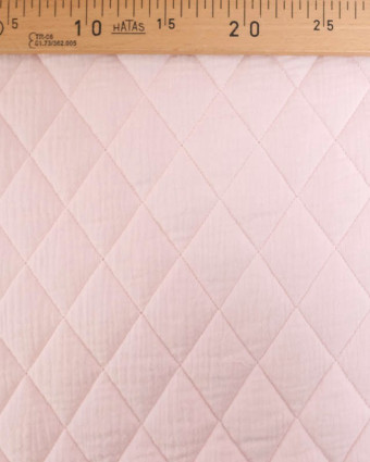 Tissu Double Gaze Matelassé Uni Rose Tendre - Mercerine