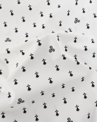 Tissu Coton Imprimé Bretagne Hermine Fond Blanc - Mercerine