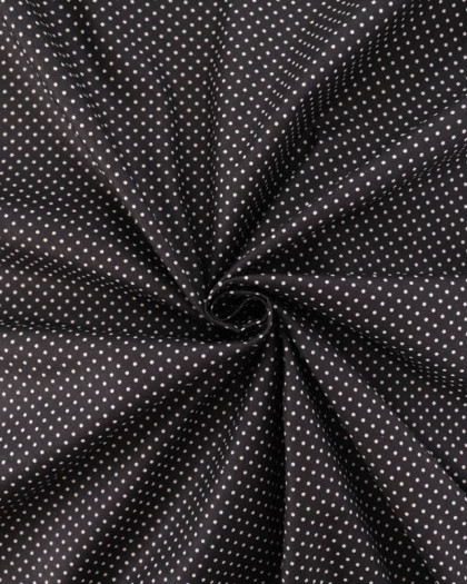Popeline de Coton Mini Pois Fond Noir - Mercerine