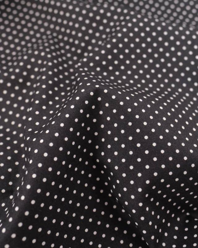 Popeline de Coton Mini Pois Fond Noir - Mercerine