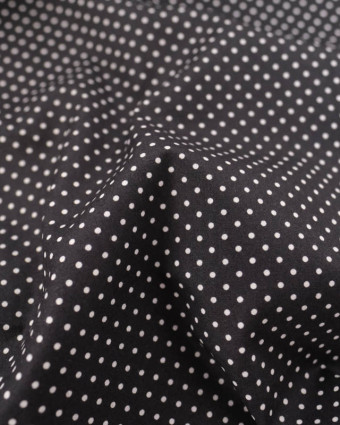 Popeline de Coton Mini Pois Fond Noir - Mercerine