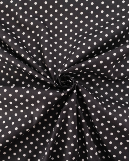Popeline de Coton à Pois Moyens sur Fond Noir - Mercerine