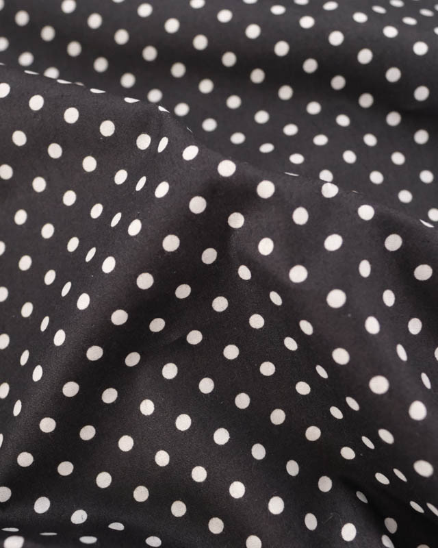 Popeline de Coton à Pois sur Fond Noir - Mercerine
