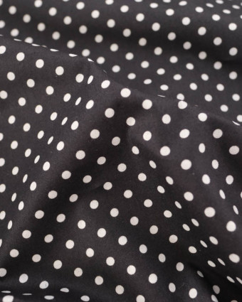 Popeline de Coton à Pois sur Fond Noir - Mercerine