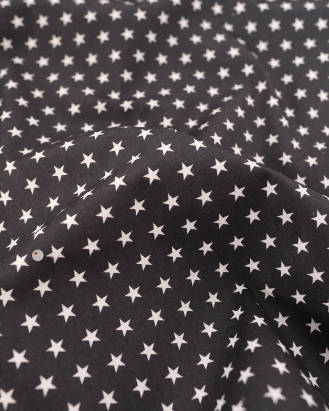 Popeline de Coton Étoiles sur Fond Noir - Mercerine
