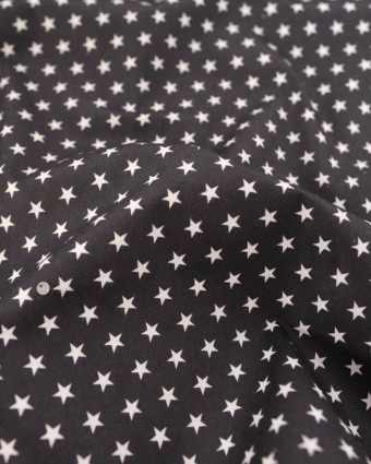 Popeline de Coton Étoiles sur Fond Noir - Mercerine