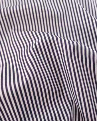 Popeline de Coton à Rayures Navy - Mercerine