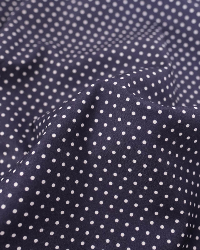 Popeline de Coton Mini Pois Navy - Mercerine