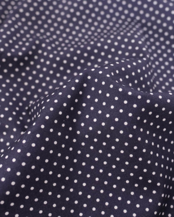 Popeline de Coton Mini Pois Navy - Mercerine