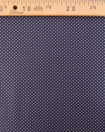 Popeline de Coton Mini Pois Navy - Mercerine