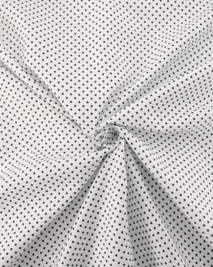Popeline de Coton Mini Pois Fond Blanc - Mercerine