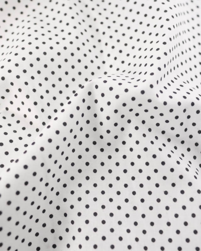Popeline de Coton Mini Pois Fond Blanc - Mercerine
