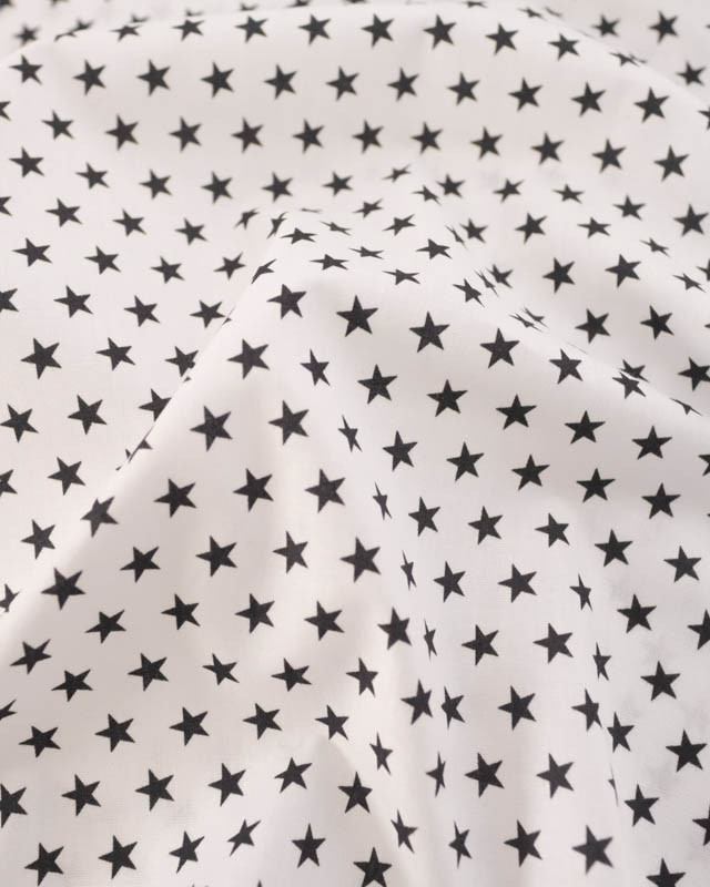 Popeline de Coton Étoiles sur Fond Blanc - Mercerine