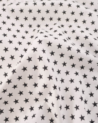 Popeline de Coton Étoiles sur Fond Blanc - Mercerine
