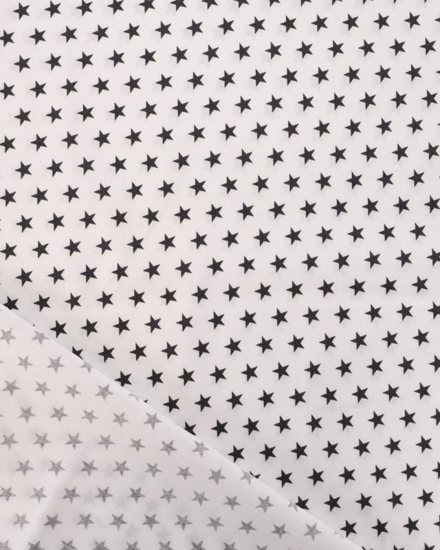 Popeline de Coton Étoiles sur Fond Blanc - Mercerine