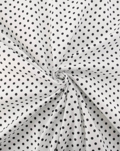 Popeline de Coton à Pois sur Fond Blanc - Mercerine