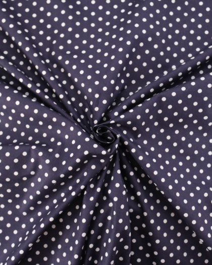 Popeline de Coton à Pois Moyens Navy - Mercerine