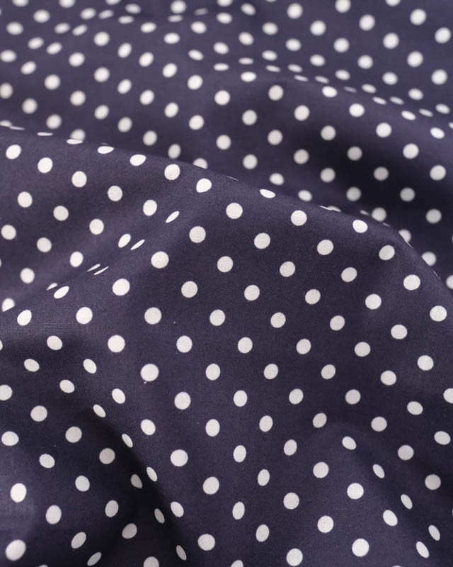 Popeline de Coton à Pois Navy - Mercerine