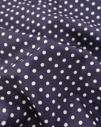 Popeline de Coton à Pois Navy - Mercerine