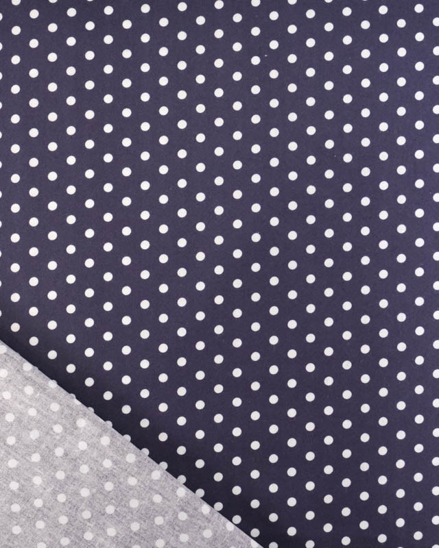 Popeline de Coton à Pois Navy - Mercerine