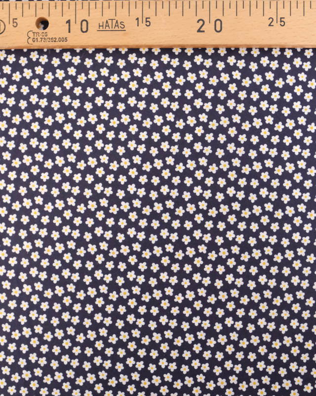 Popeline de Coton Fleuri Navy - Mercerine