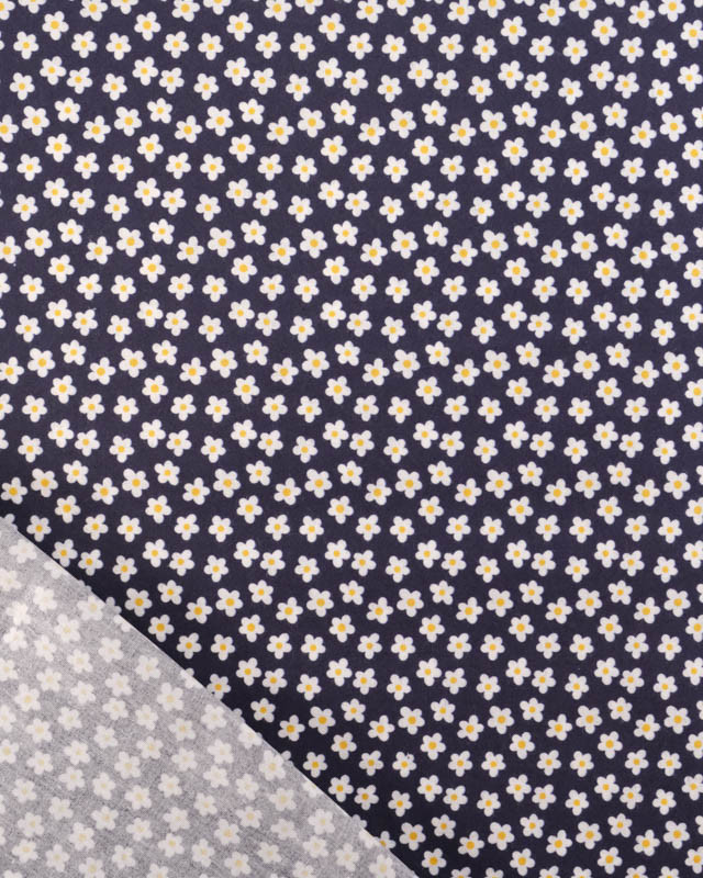 Popeline de Coton Fleuri Navy - Mercerine