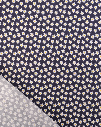 Popeline de Coton Fleuri Navy - Mercerine