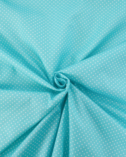 Popeline de Coton Mini Pois Turquoise - Mercerine