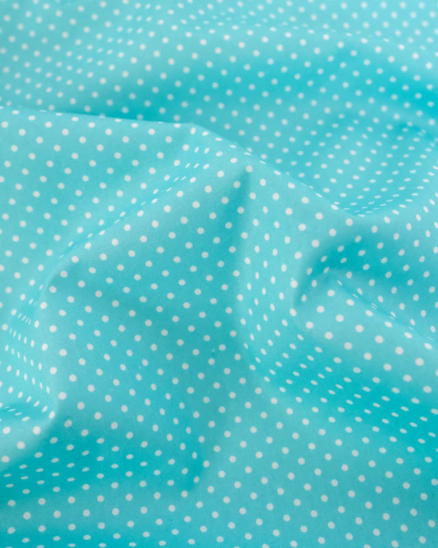 Popeline de Coton Mini Pois Turquoise - Mercerine