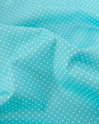 Popeline de Coton Mini Pois Turquoise - Mercerine
