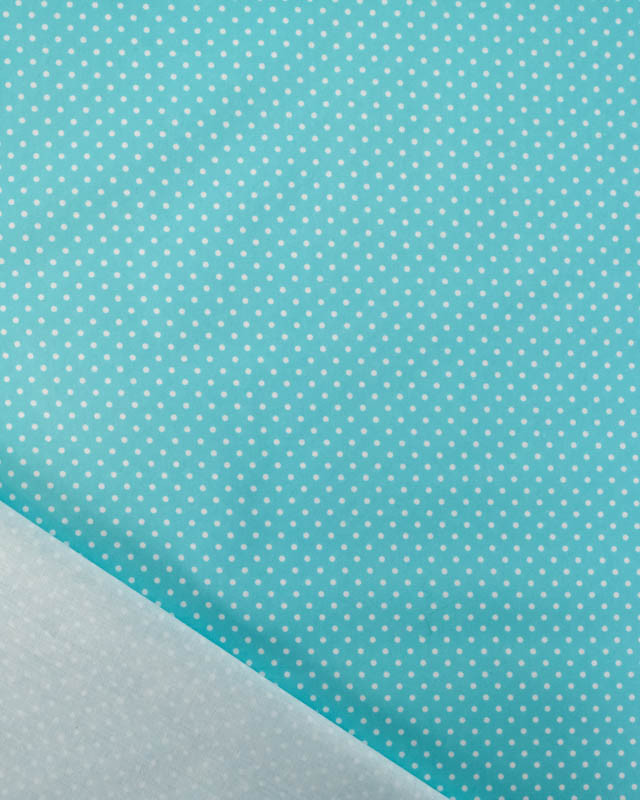 Popeline de Coton Mini Pois Turquoise - Mercerine