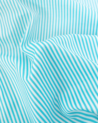Popeline de Coton à Rayures Turquoise