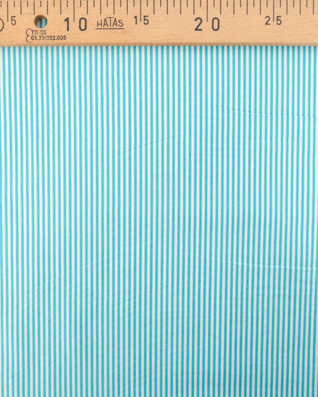 Popeline de Coton à Rayures Turquoise