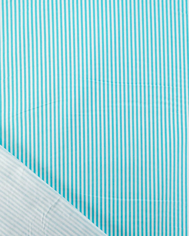 Popeline de Coton à Rayures Turquoise