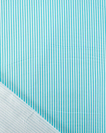 Popeline de Coton à Rayures Turquoise