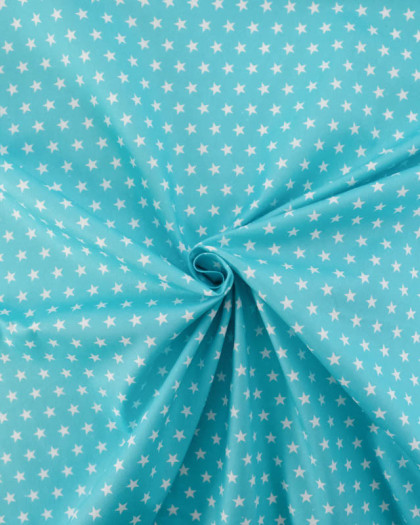 Popeline de Coton Étoiles Turquoise