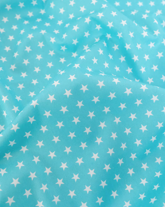 Popeline de Coton Étoiles Turquoise