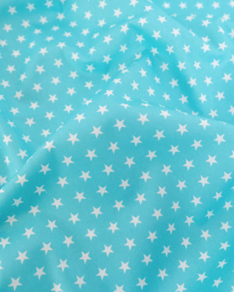 Popeline de Coton Étoiles Turquoise