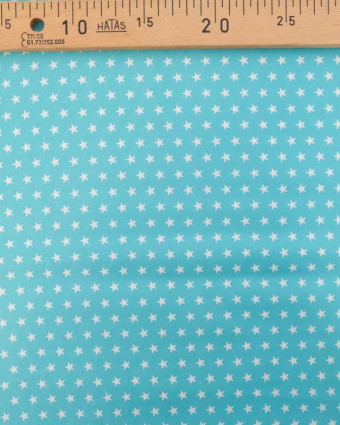 Popeline de Coton Étoiles Turquoise