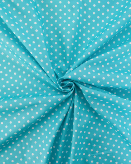 Popeline de Coton à Pois Turquoise - Mercerine