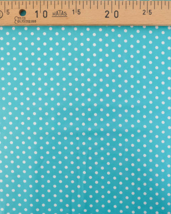 Popeline de Coton à Pois Turquoise - Mercerine