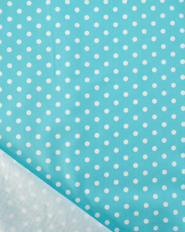 Popeline de Coton à Pois Turquoise - Mercerine