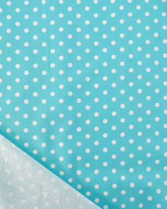 Popeline de Coton à Pois Turquoise - Mercerine