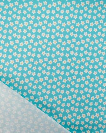 Popeline de Coton Fleuri Turquoise