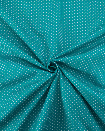 Popeline de Coton Mini Pois Paon - Mercerine