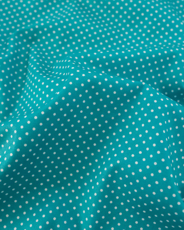 Popeline de Coton Mini Pois Paon - Mercerine