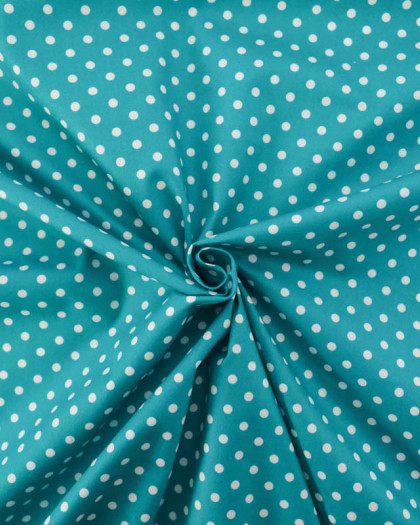 Popeline de Coton à Pois Couleur Paon - Mercerine