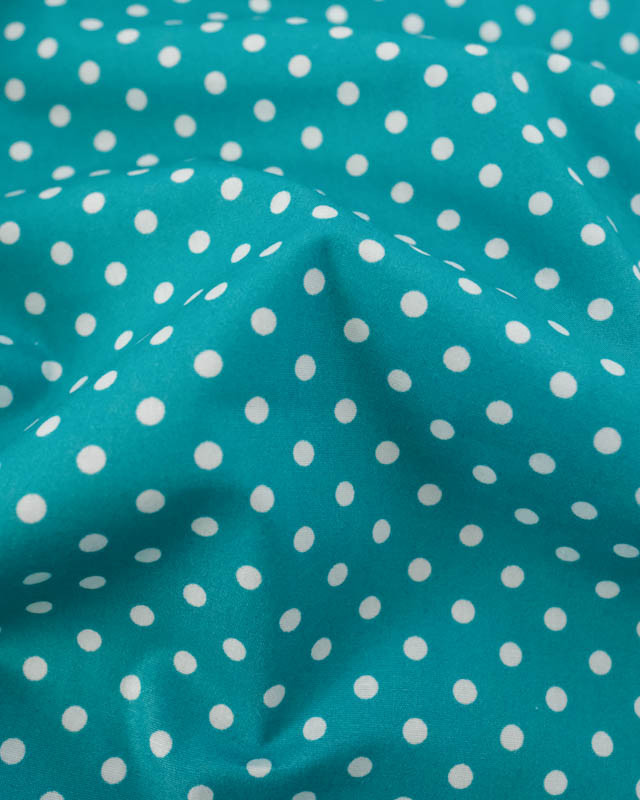 Popeline de Coton à Pois Paon - Mercerine